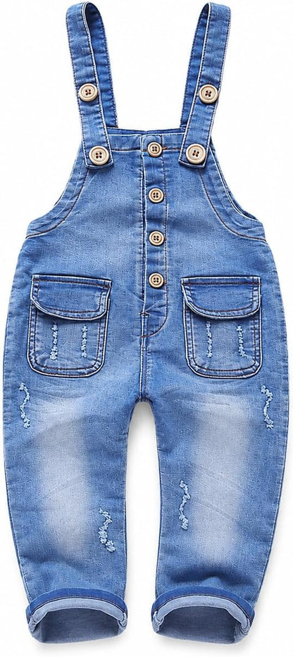 Baby & Little Boys/Girls Blue & Black Denim Overalls,Jean Workwear